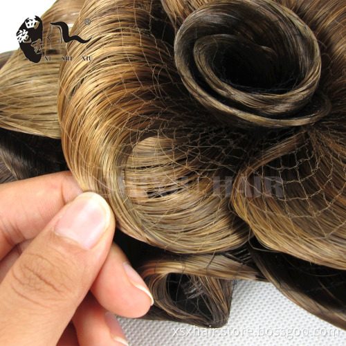 fashion style black synthetic fake hair bun extension